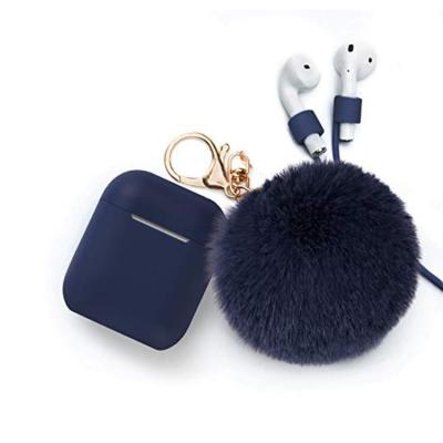 China dustproof & 360Â ° Full Cover Compatible YN Silicone Cover Skinwith AirPods Case Protective Pompom Keychains For Apple Airpod Case 2&1 for sale