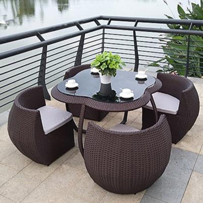 China Modern Outdoor Rattan Chair Umbrella Sunshade Furniture Leisure Garden B&B GUEST HOUSE Terrace Courtyard Tables and Chairs for sale