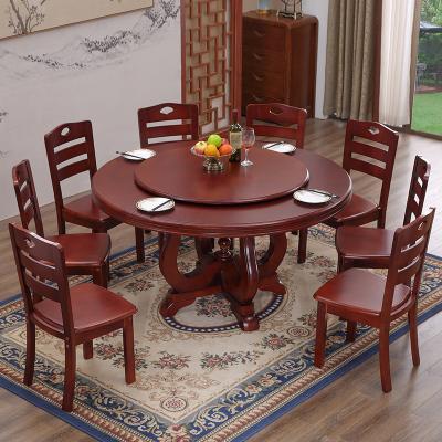 China Hot Selling American Style Antique Solid Wood Round Dining Table (Height)Adjustable With Rotating Center In Dining Room for sale