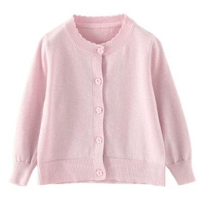 China New Anti-wrinkle children's cotton coat pure color sunscreen air conditioning sweater girls thin cardigan for sale