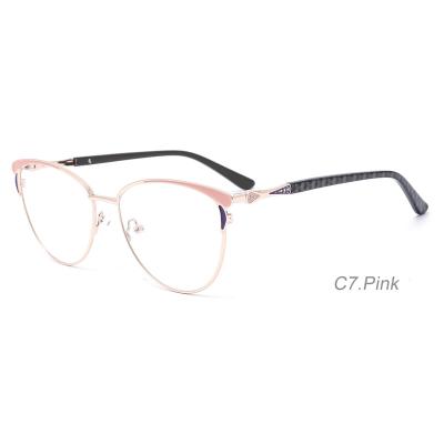 China Newest Slim Glasses Ladies Women Ladies Spring Hinge Frame Myopic Eyeglasses Frame Flexible Metal Eyewear Spectacle Frame for sale