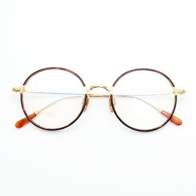 China New Design Fashion Round Style Men And Women Optical Glasses Round Frame High Quality Acetate With Metal Eyewear Frame Vintage Glasses for sale