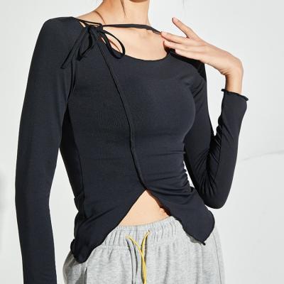 China Breathable Sporty Long Sleeve Yoga Crop Sweatshirts Stretch Lightweight Exercise Shirts Top Framing For Women Workout for sale