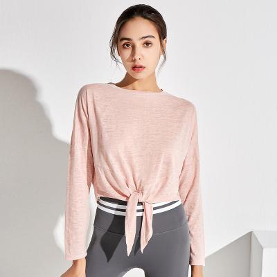 China Yoga Sport Clothing Women's Shirts Solid Color Top Women's Loose Long Sleeve Yoga Gym Wear Tops Breathable For Women for sale