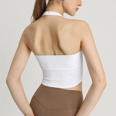 China Breathable new design women backless sports vest sexy yoga bra tank top woman sports bra for sale