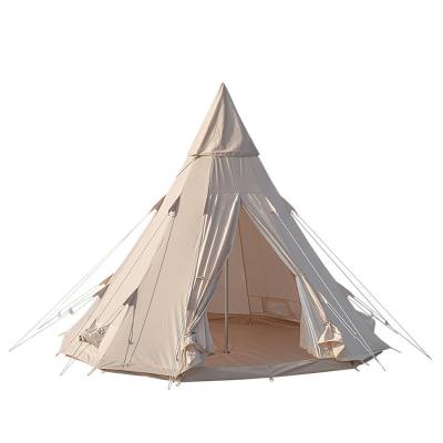 China Camouflage/Field Large Retro Game White Bear Pyramid Cotton Canvas Tent Outdoor Self-propelled Rainproof Camping Sunshade Tent for sale