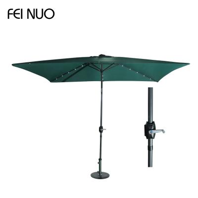 China Outdoor Garden 6rib Parasol 7ft Patio Furniture OEM Decorative Solar Lamp Umbrella With Led Light In The Night for sale