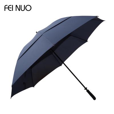 China Double Layer Black Vented Windproof High Quality Minimalist 30 Inch Golf Umbrella With Long Handle for sale