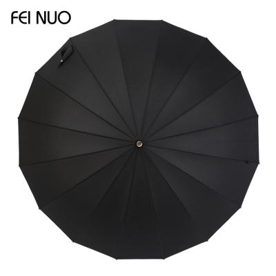 China Umbrella Lady Business Women 16k Straight Classy Style 8mm Steel Shaft Umbrella Rain Umbrella With Leather Handle for sale