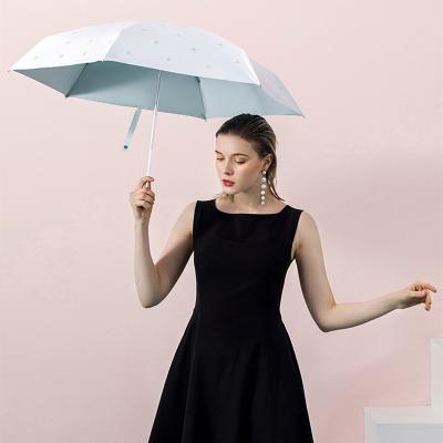 China Pocket Umbrella Manual Small Size 6k Open Narrow Folds Umbrella 5 Upf 50 Mini Minimalist High Quality UV Protectors for sale