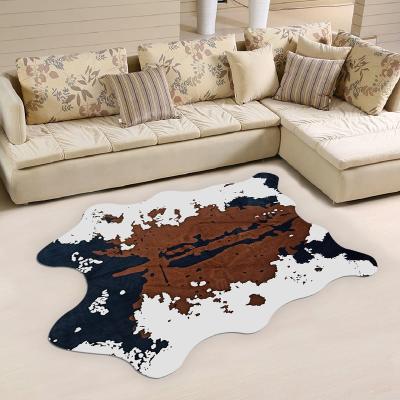 China High quality washable black and brown cow print fur leather blanket for bedroom for sale