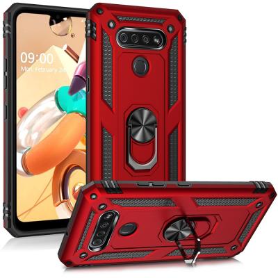 China Military Armor TPU+PC Magnet Shockproof Case For LG Stylo 5/6 Aristo 2/3/4/5 K40 K50 K61 X30 Metal Ring Holder Kickstand Cover For LG Model for sale