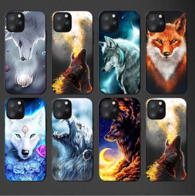 China Anti-drop Animal Wolf Pattern Silicone Case For iPhone 7/8 Plus Xs Painted TPU UV Printing Cover For iPhone 11/12/13 Pro SE Max 2020 for sale