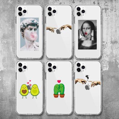 China Large Anti-drop Art Aesthetic David Mona Lisa Case For iPhone 6/7/8 Plus Xs Max UV Printing TPU Cover For iPhone 11/12/13 Pro SE Max 2020 for sale