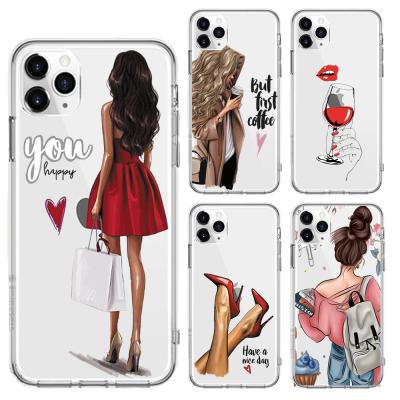 China Anti-fall Lovely Fashion Girl Silicone Case For iPhone 5/6/7/8 Plus Xs Max UV Printing TPU Cover For iPhone 11/12/13 pro Se Max 2020 for sale