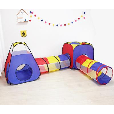 China 4pcs Sports Kids Play Indoor Outdoor Foldable Crawling Tunnel Tents Party Game House For Kids Teepee Tent for sale