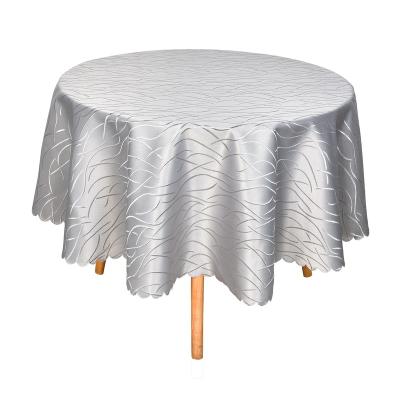 China Oilproof 100% Polyester Jacquard Swirl Tablecloth for sale