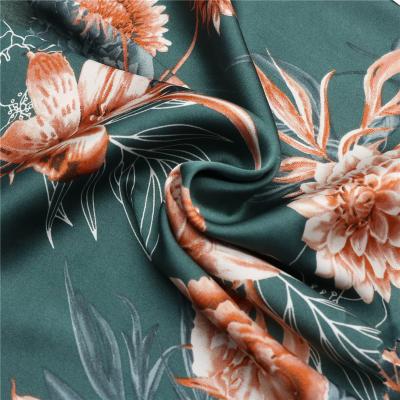 China Double Faced Supplier 97% Polyester 3% Spandex Custom Digital Printing Gold Silk Satin Fabric For Garments for sale