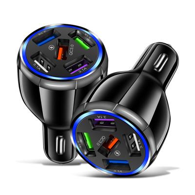 China 48W/15A Mobile Phone Universal Car Charger USB Adapter Smart Charge 5 in 1 USB QC 3.0 Fast Car Charger for sale