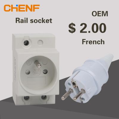 China France Modular Electric Modular Socket With Socket 16A 250V 3P Din Rail Socket for sale