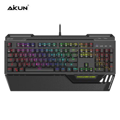 China AIKUN Anti-Ghosting Mechanical Gaming Keyboard GX920 Black-Blue Switches, Waterproof, 2 USB Pass-Through, Replaceable DIY Macro Key, RGB Backlit for sale