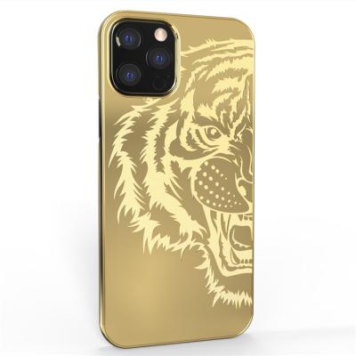 China Fashion And Luxury OEM 24K Gold Plated Iphone Case For Iphone 12 13 Pro Max Mirror Case With Icon for sale