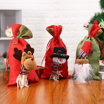 China Christmas Gifts New Arrivals Cloth Child Decor Cute Doll Wholesale Candy Chocolate Bags Drawstring Gift Bag for sale