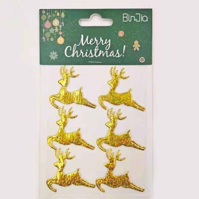 China Christamas Home Decoration Gold Christmas Snowflake Deer Window Stickers Christmas Tree Glass Wall Stickers Decorations For New Year Home Supply for sale