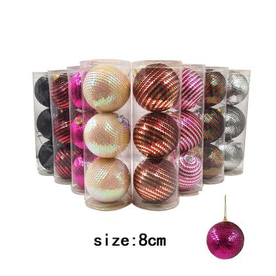 China 2020 Factory wholesale 8 cm colorful PVC +foam cheap decorative plastic Christmas ball for sale