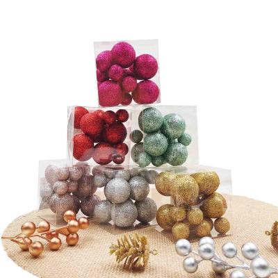 China Foam+ps Christmas Decoration Box Ball 16 Colored Light Ball Plastic Christmas Tree Decoration Pendant for sale