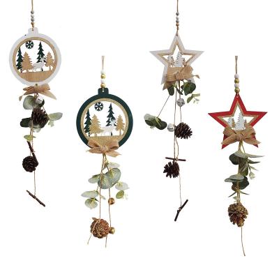 China Creative Polyester Christmas Tree Bell Wooden + Wooden Sign Cabinet Door and Window Hanging Pendant for sale