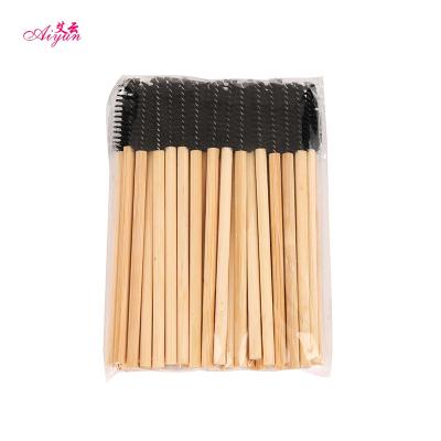 China AIYUN Eyelash Extension Tools Professional Factory Accept OEM ODM 50 Counts Eco-friendly Bamboo Handle Mascara Wand Disposable Eyelash Brushes for sale