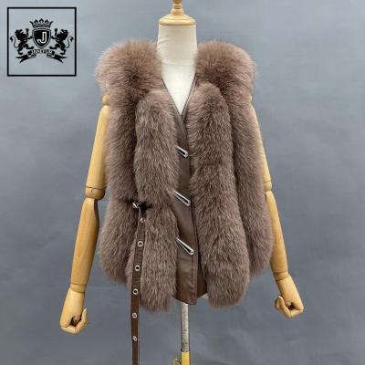 China Janefur Breathable 2021 Hot New Style Women Real Fox Fur Vest Fluffy Girls for sale