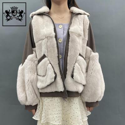 China Wholesale Casual Soft Girls Winter Loose Warm Rabbit Fur Coat Women Anti-Shrink Sleeves Puff Coat for sale