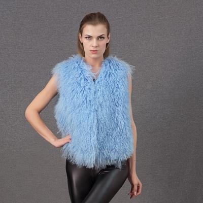 China Fluffy Hair Wholesale Real Lamb Fur Vest Natural Mongolian Fashion Real Lamb Fur Vest For Ladies for sale