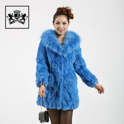 China Hot Detachable Fashion Collar Raccoon Rabbit Full Fur Coat For Sale for sale