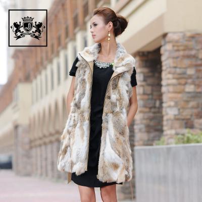 China China Hot Fashion Warm Fur Vest With Belt Winter Rabbit Fur Vest Women for sale