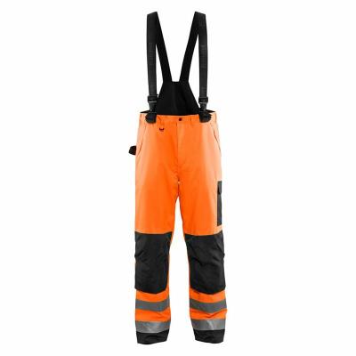 China Tear-Resistant High Visibility Women's Overall Brace Bib Hivis Orange Work Bib Pants For Traffic Construction Workers for sale