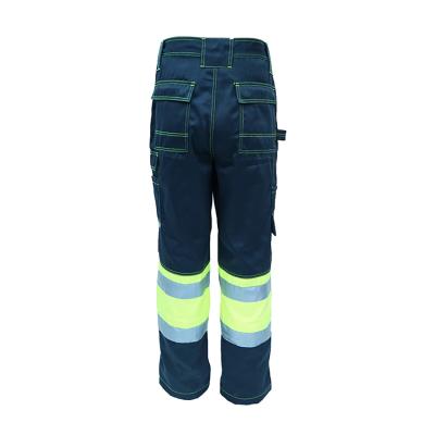 China Fluorescent Yellow Vis Reflective Heavy Duty Cargo Pants Work Trousers Comfortable Protective Gear Hi For Male for sale