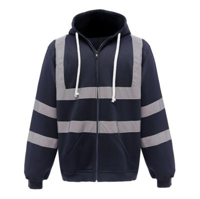 China Anti-wrinkle Mens Polyester Zipper Front Hivis Hoodies Safety Outdoor Work Wear Clothing for sale