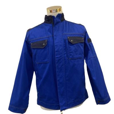 China Patchwork Worker Jacket Stand Collar Canvas Work Wear Uniform With Pen Pockets Zip Up Industry Work Jackets Coat for sale