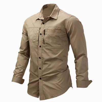 China High Quality Lightweight Anti-Wrinkle Work Shirt Uniforms Khaki Long Sleeve Durable Men's Work Shirt Clothes On Sale for sale