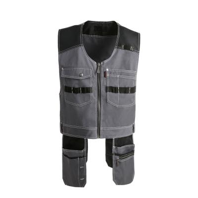 China Fashion Mechanic Casual Outdoor Workwear Multi Pockets Cargo Vest Plus Size Mens Waistcoats Cotton Canvas Safety Vests for sale