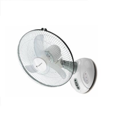 China AC DC Powered Fan Rechargeable 16 Inch Oscillating Wall Mounted Fan Led Light With Remote Control for sale