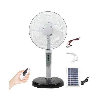 China Rechargeable 16inch AC DC Backup AC/DC Powered Solar Mounting Fan With LED Light for sale