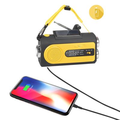 China Portable Noaa AM/FM Weather Hand Crank USB Charger SOS Alarm Emergency Radio LED Flashlight Power Bank Weather/Reading Lamp 2000mAh for sale