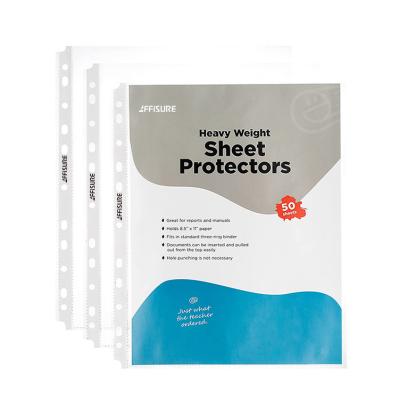 China Eco-Friendly Factory Direct Waterproof Clear Plastic Document Folder A4 11 Holes Loose Leaf Sheet Protectors for sale