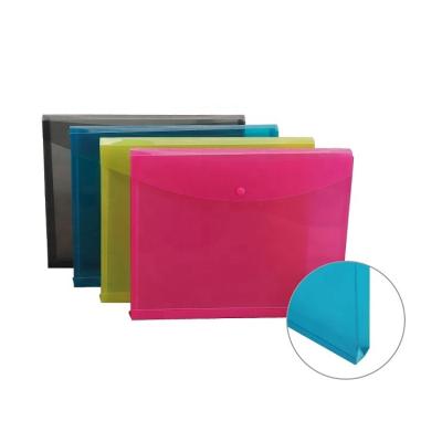 China Eco-friendly Portable A4 Poly Document Plastic Expandable Bag Premium Clear Document Folders With Snap Button Closure for sale