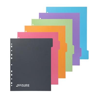 China AFFISURE Popular Durable Wholesale Color Folder Binding Plastic Dividers A4 Size Loose Leaf Index Tab Dividers For Notebook Planner Index Cards for sale