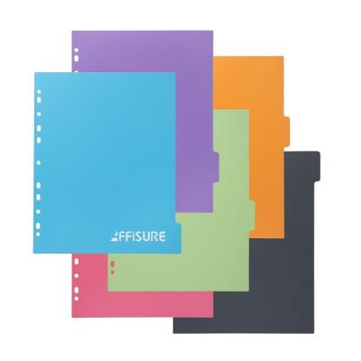 China AFFISURE Popular Durable Custom Office A4 Stationery Binder Divider Colored Plastic Coated 6 Part Index Cards Paper Labels for sale